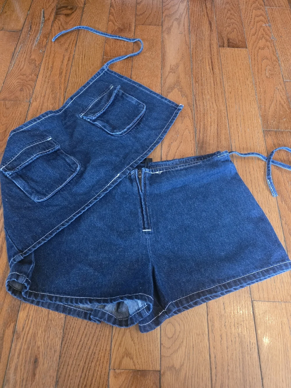 Lioness Dark Blue Denim Cargo Skort